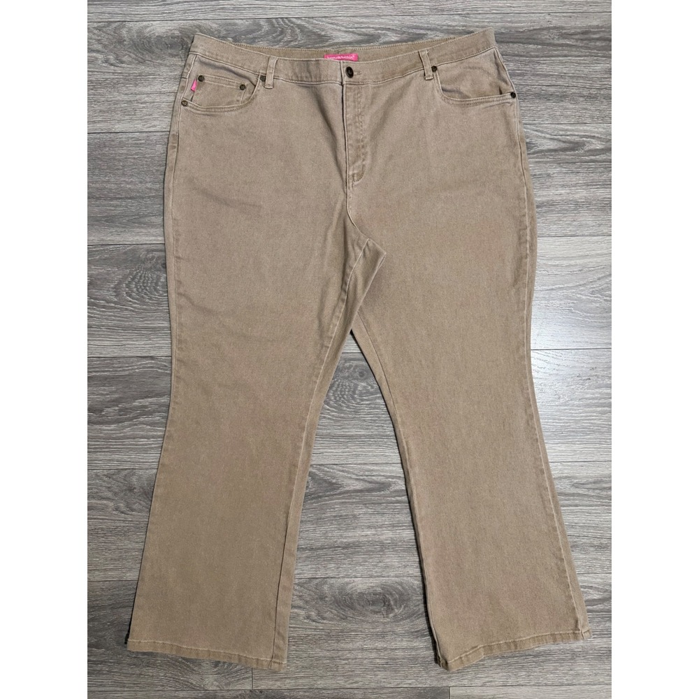 Woman Within Jeans 22W Tan Khaki Stretch Denim Bootcut‎ Pants Plus Natural Fit